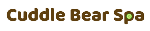 Logo of Cuddle Bear Spa with brown text on a white background